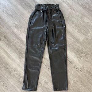 High-Waisted Black Faux Leather Pants